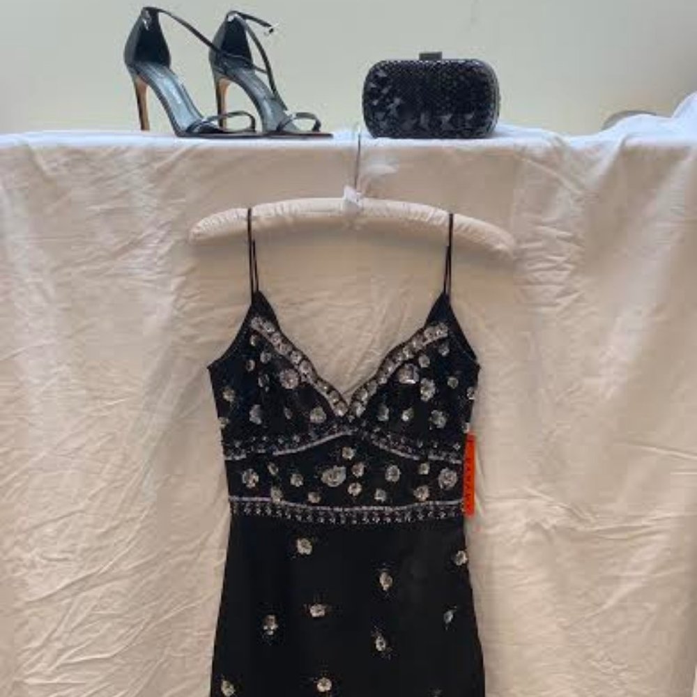 Barami Black and Sequined Evening Dress
